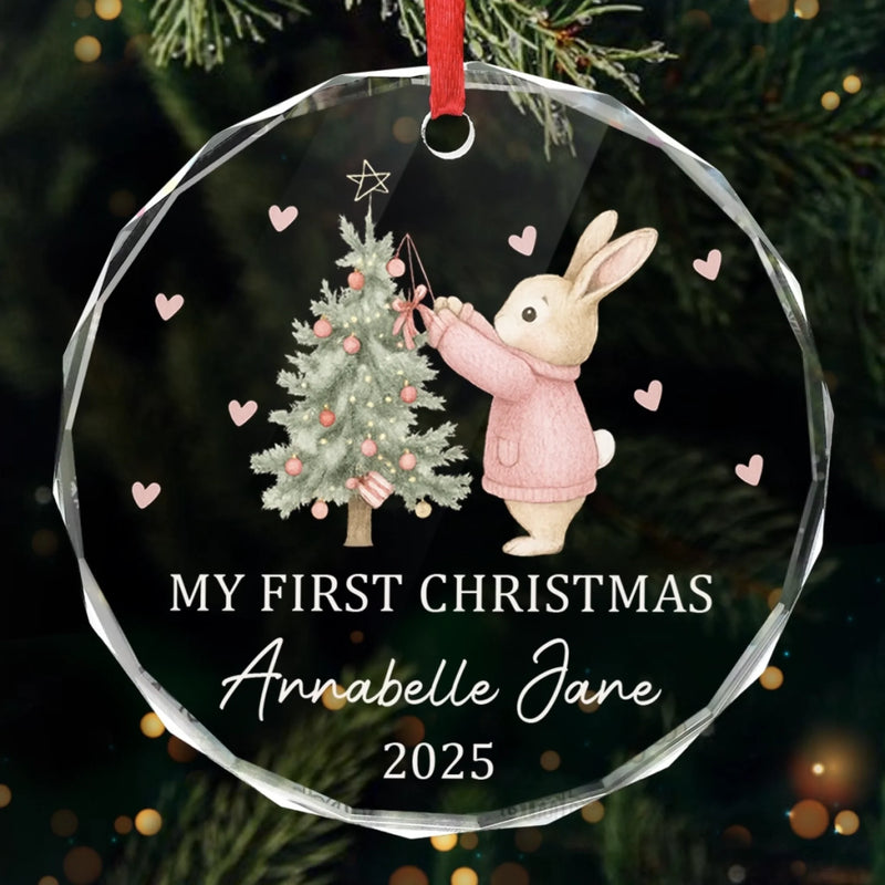 Custom Baby First Christmas Glass Ornament - Personalized Christmas Baby Shower, Gifts For New Moms, New Dads, New Parents - Tiny But Mighty Christmas Cheer