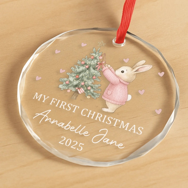 Custom Baby First Christmas Glass Ornament - Personalized Christmas Baby Shower, Gifts For New Moms, New Dads, New Parents - Tiny But Mighty Christmas Cheer