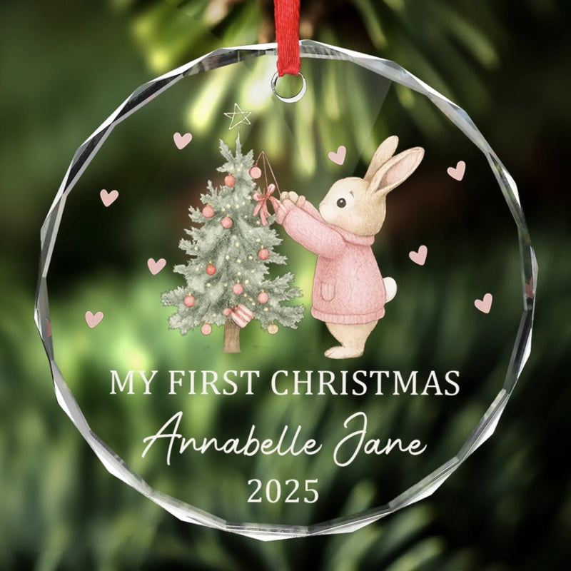 Custom Baby First Christmas Glass Ornament - Personalized Christmas Baby Shower, Gifts For New Moms, New Dads, New Parents - Tiny But Mighty Christmas Cheer