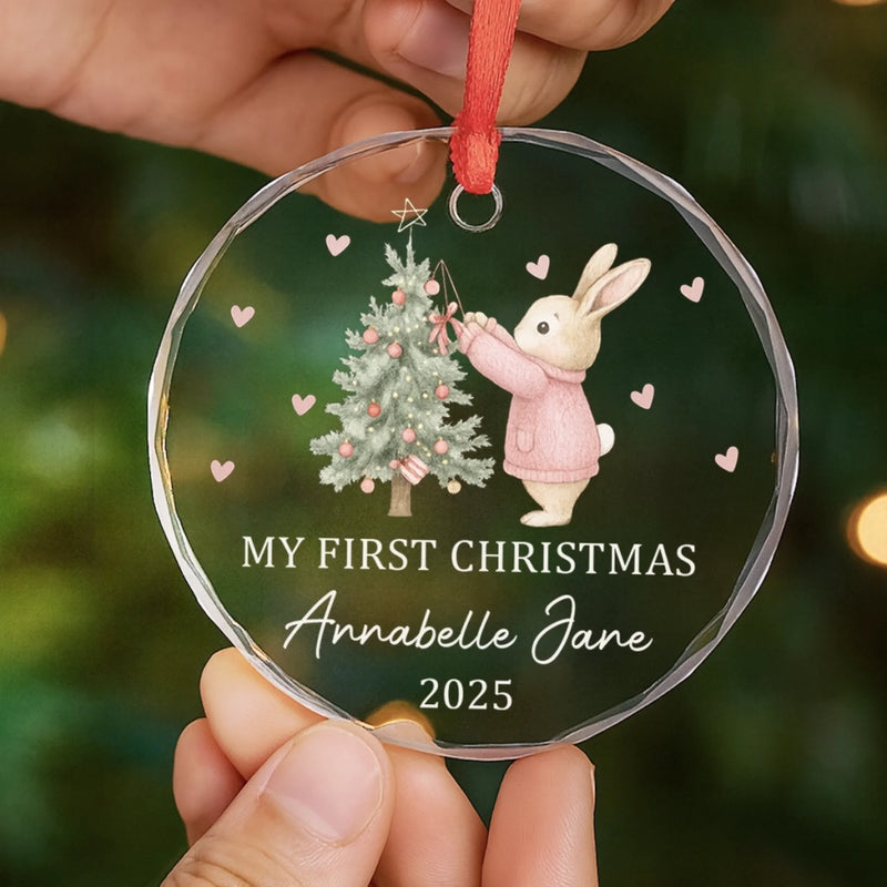 Custom Baby First Christmas Glass Ornament - Personalized Christmas Baby Shower, Gifts For New Moms, New Dads, New Parents - Tiny But Mighty Christmas Cheer