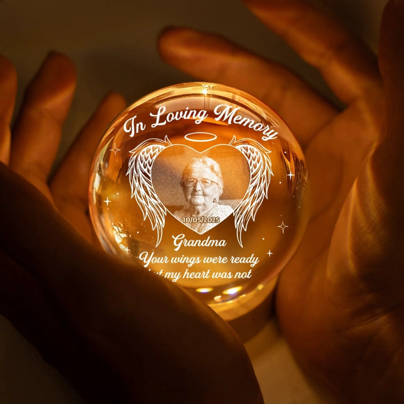 Custom Photo Crystal Globe Lamp - Personalized Memorial Sympathy Gifts For Loss Of Mom, Dad - My Heart Still Holds You