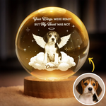 Custom Photo Crystal Globe Lamp - Personalized Pet Memorial Sympathy Gifts For Dogs, Cats - Your Flight My Heartache