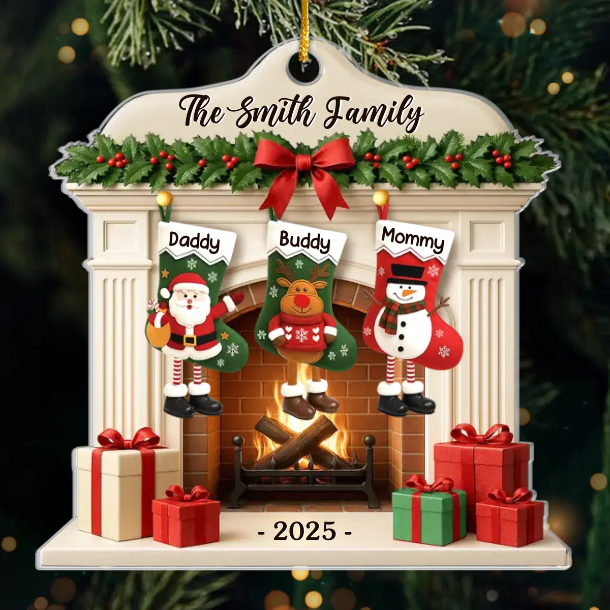 Custom Acrylic Ornament - Personalized Christmas Birthday Gifts For Mom, Dad, Brother, Sister, Kids - Christmas Glows Where Hearts Gather