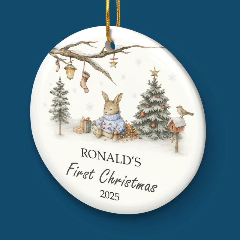 Custom Baby First Christmas Ceramic Ornament - Personalized Christmas Baby Shower, Gifts For New Moms, New Dads, New Parents - Baby’s First Christmas Magic
