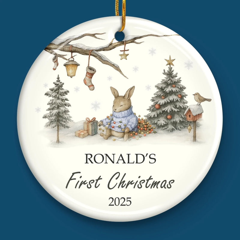 Custom Baby First Christmas Ceramic Ornament - Personalized Christmas Baby Shower, Gifts For New Moms, New Dads, New Parents - Baby’s First Christmas Magic