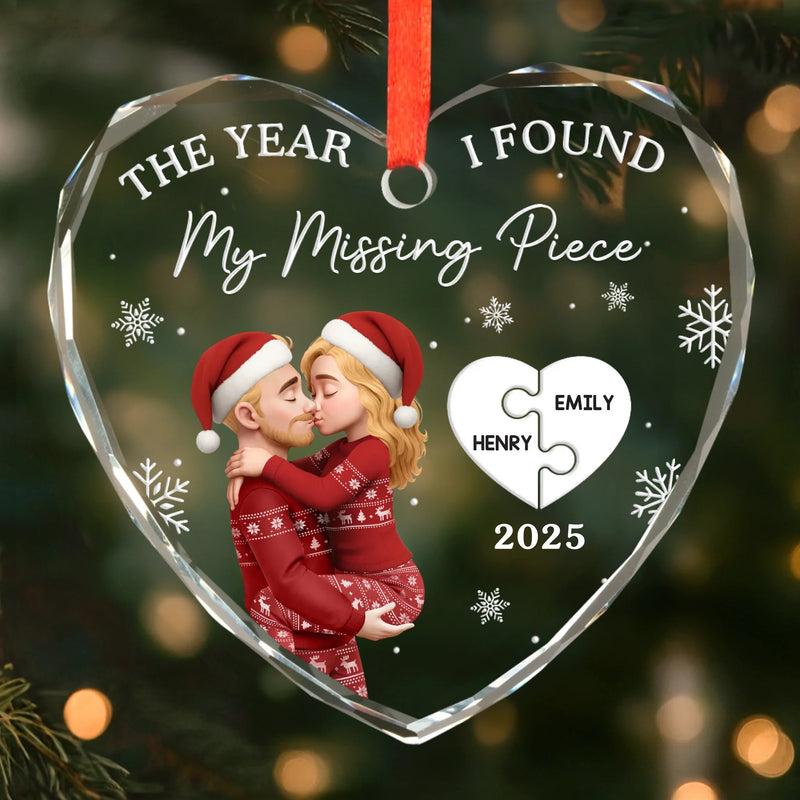 Custom Heart Glass Ornament - Personalized Anniversary Christmas Wedding Gifts For Husband And Wife, Him And Her - Love You More Each Day