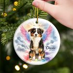 Custom Photo Ceramic Ornament - Personalized Pet Christmas Memorial Sympathy Gifts For Dogs, Cats - Love Lingers In Gentle Paws