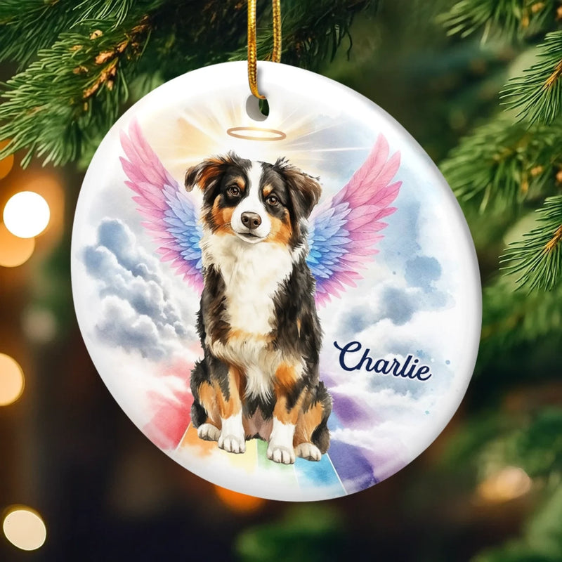 Custom Photo Ceramic Ornament - Personalized Pet Christmas Memorial Sympathy Gifts For Dogs, Cats - Love Lingers In Gentle Paws