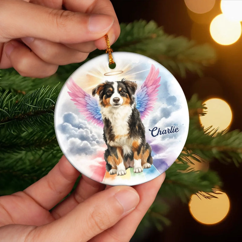 Custom Photo Ceramic Ornament - Personalized Pet Christmas Memorial Sympathy Gifts For Dogs, Cats - Love Lingers In Gentle Paws