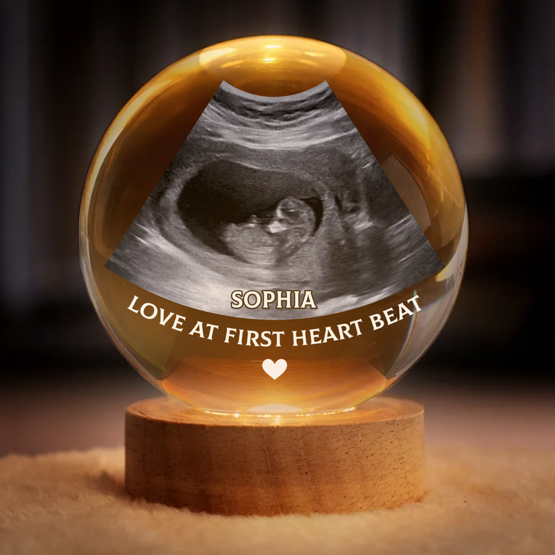 Custom Photo Crystal Globe Lamp - Personalized Baby Shower, Gifts For New Moms, New Dads, New Parents - Tiny Hands Big Love