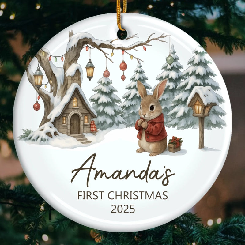 Custom Baby First Christmas Ceramic Ornament - Personalized Christmas Baby Shower, Gender Reveal Gifts For New Moms, New Dads, New Parents - Little One Big Love