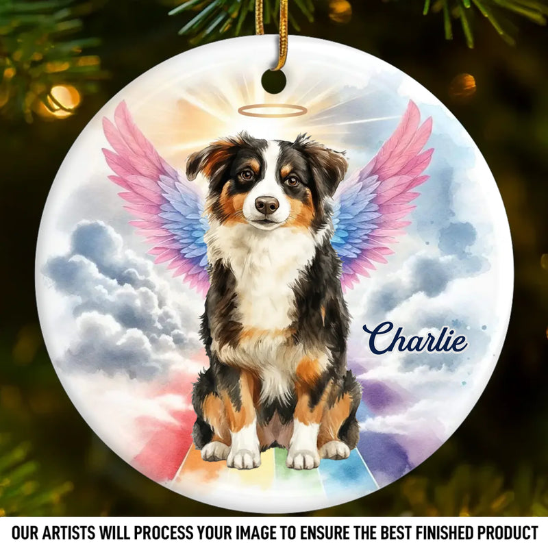 Custom Photo Ceramic Ornament - Personalized Pet Christmas Memorial Sympathy Gifts For Dogs, Cats - Love Lingers In Gentle Paws