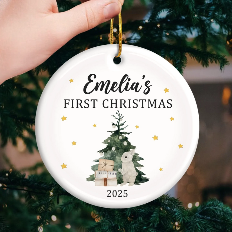 Custom Ceramic First Christmas Ornament - Personalized Christmas Baby Shower, Gifts For New Moms, New Dads, New Parents - All Is Bright With You