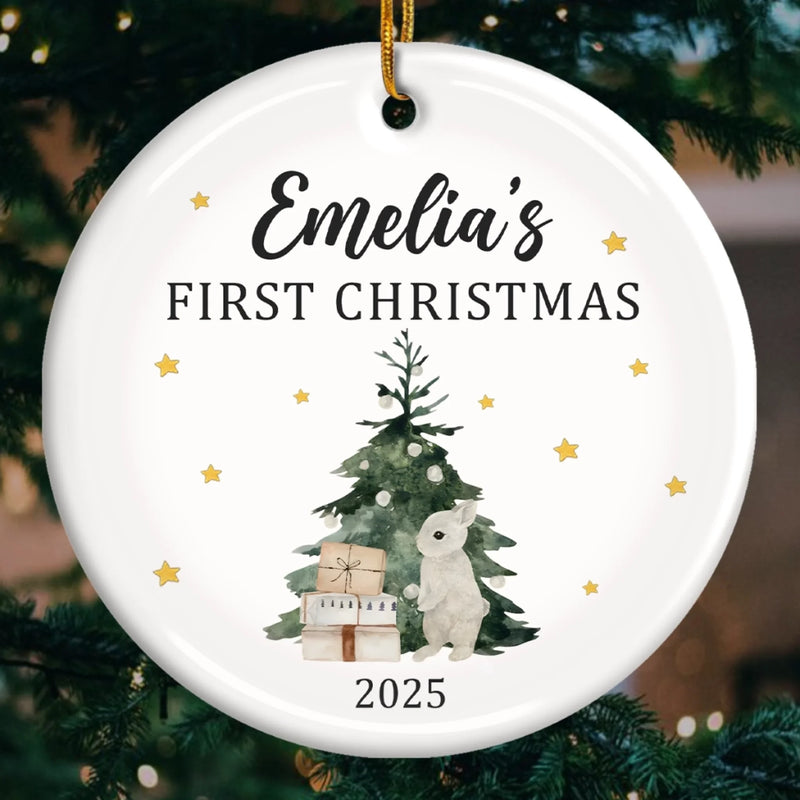 Custom Ceramic First Christmas Ornament - Personalized Christmas Baby Shower, Gifts For New Moms, New Dads, New Parents - All Is Bright With You