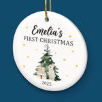 Custom Ceramic First Christmas Ornament - Personalized Christmas Baby Shower, Gifts For New Moms, New Dads, New Parents - All Is Bright With You