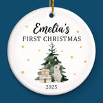 Custom Ceramic First Christmas Ornament - Personalized Christmas Baby Shower, Gifts For New Moms, New Dads, New Parents - All Is Bright With You
