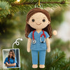 Custom Photo Crochet Acrylic Ornament - Personalized Christmas Birthday Gifts For Nurses - Heart Of A Healer