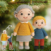 Custom Photo Crochet Acrylic Ornament - Personalized Christmas Birthday Gifts For Grandma, Grandpa, Grandparents - Love Grows At Grandma’s
