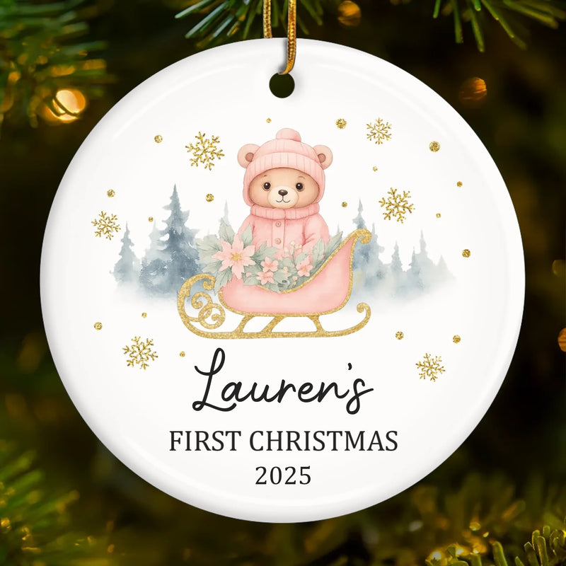 Custom Baby First Christmas Ceramic Ornament - Personalized Christmas Baby Shower, Gender Reveal Gifts For New Moms, New Dads, New Parents - Little Blessing