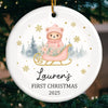 Custom Baby First Christmas Ceramic Ornament - Personalized Christmas Baby Shower, Gender Reveal Gifts For New Moms, New Dads, New Parents - Little Blessing
