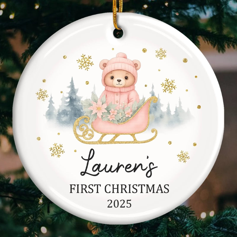 Custom Baby First Christmas Ceramic Ornament - Personalized Christmas Baby Shower, Gender Reveal Gifts For New Moms, New Dads, New Parents - Little Blessing