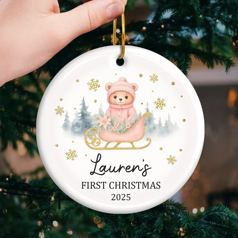 Custom Baby First Christmas Ceramic Ornament - Personalized Christmas Baby Shower, Gender Reveal Gifts For New Moms, New Dads, New Parents - Little Blessing