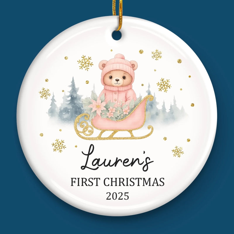 Custom Baby First Christmas Ceramic Ornament - Personalized Christmas Baby Shower, Gender Reveal Gifts For New Moms, New Dads, New Parents - Little Blessing