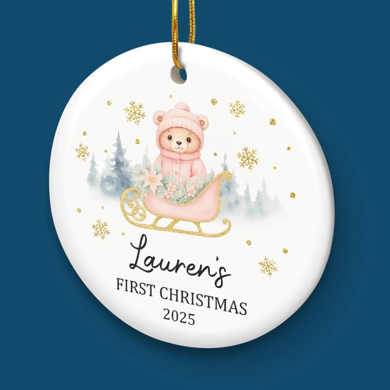 Custom Baby First Christmas Ceramic Ornament - Personalized Christmas Baby Shower, Gender Reveal Gifts For New Moms, New Dads, New Parents - Little Blessing