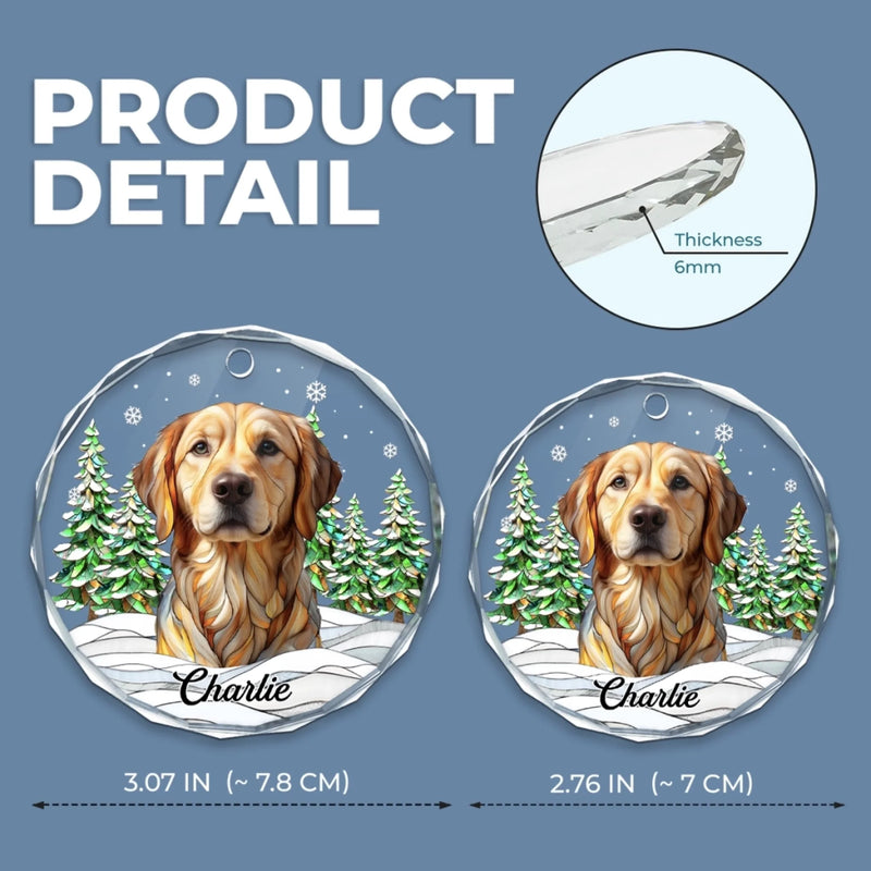 Custom Photo Circle Glass Ornament - Personalized Pet Christmas Memorial Sympathy Gifts For Dogs, Cats - Silent Whiskers Echo With Love