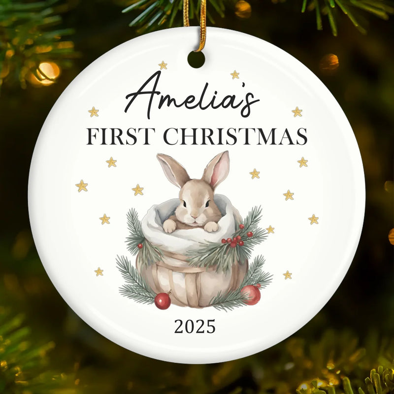 Custom Baby First Christmas Ceramic Ornament - Personalized Christmas Baby Shower, Gifts For New Moms, New Dads, New Parents - First Christmas Wrapped In Pure Love