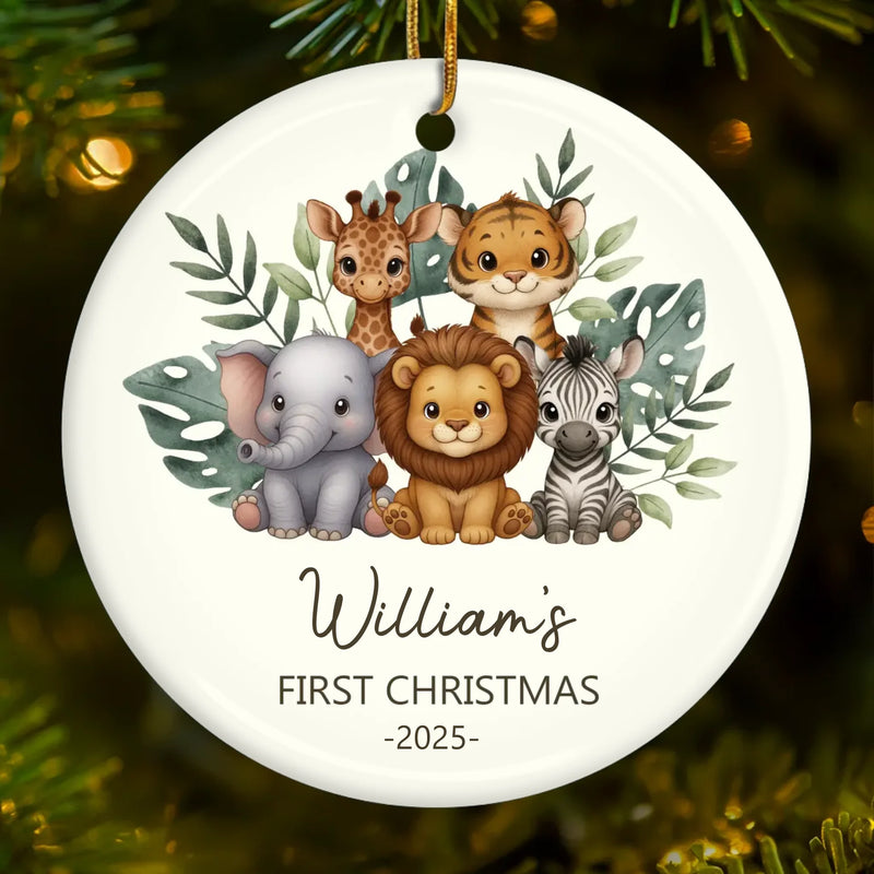 Custom Baby First Christmas Ceramic Ornament - Personalized Christmas Baby Shower, Gender Reveal Gifts For New Moms, New Dads, New Parents - New Life New Joy