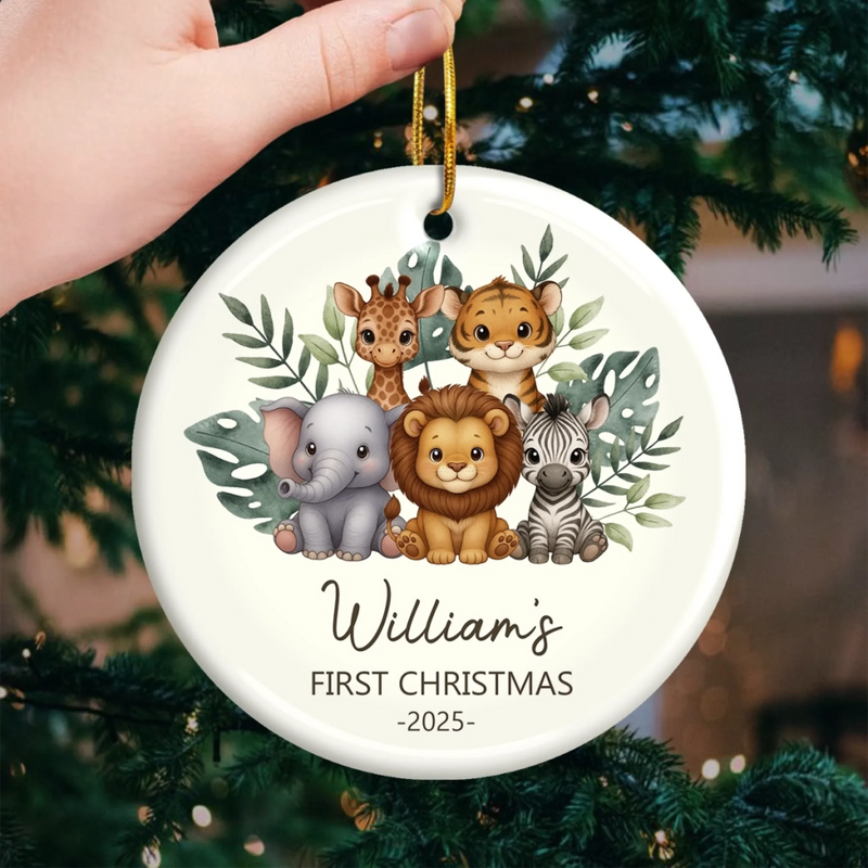 Custom Baby First Christmas Ceramic Ornament - Personalized Christmas Baby Shower, Gender Reveal Gifts For New Moms, New Dads, New Parents - New Life New Joy