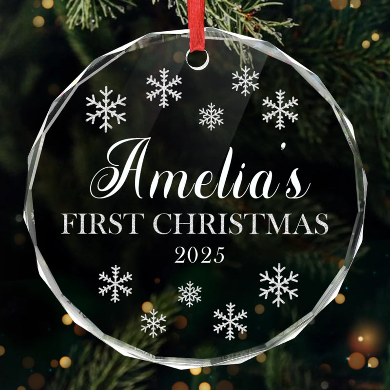 Custom Baby First Christmas Glass Ornament - Personalized Christmas Baby Shower, Gifts For New Moms, New Dads, New Parents - Little Star Shines Bright