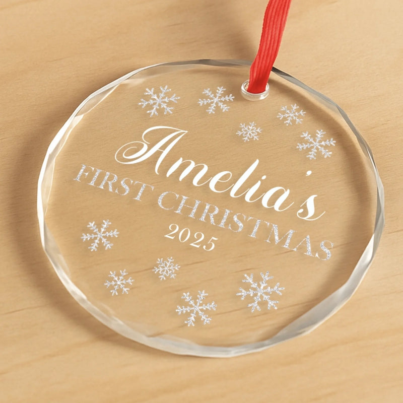 Custom Baby First Christmas Glass Ornament - Personalized Christmas Baby Shower, Gifts For New Moms, New Dads, New Parents - Little Star Shines Bright