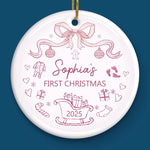 Custom Baby First Christmas Ceramic Ornament - Personalized Christmas Baby Shower, Gender Reveal Gifts For New Moms, New Dads, New Parents - Tiny Wonder