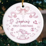 Custom Baby First Christmas Ceramic Ornament - Personalized Christmas Baby Shower, Gender Reveal Gifts For New Moms, New Dads, New Parents - Tiny Wonder
