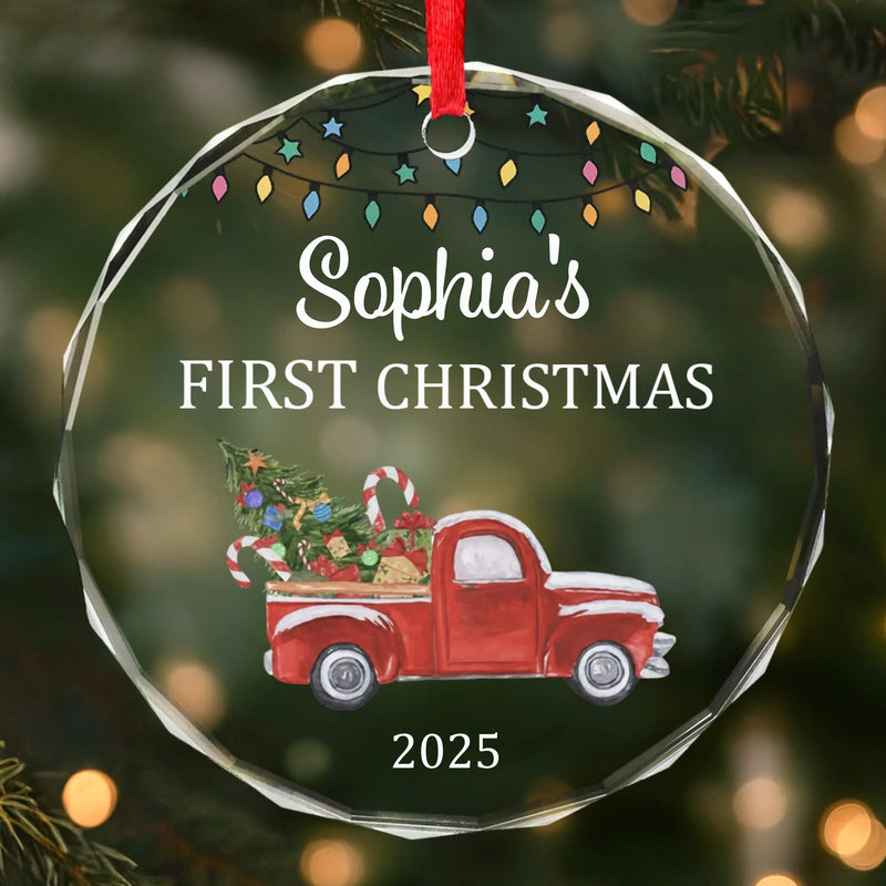 Custom Baby First Christmas Glass Ornament - Personalized Christmas Baby Shower, Gifts For New Moms, New Dads, New Parents - Baby’s Christmas Debut