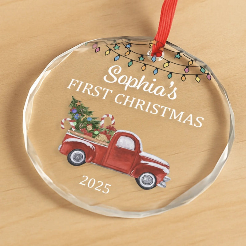 Custom Baby First Christmas Glass Ornament - Personalized Christmas Baby Shower, Gifts For New Moms, New Dads, New Parents - Baby’s Christmas Debut