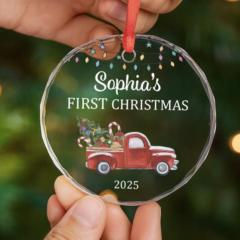 Custom Baby First Christmas Glass Ornament - Personalized Christmas Baby Shower, Gifts For New Moms, New Dads, New Parents - Baby’s Christmas Debut