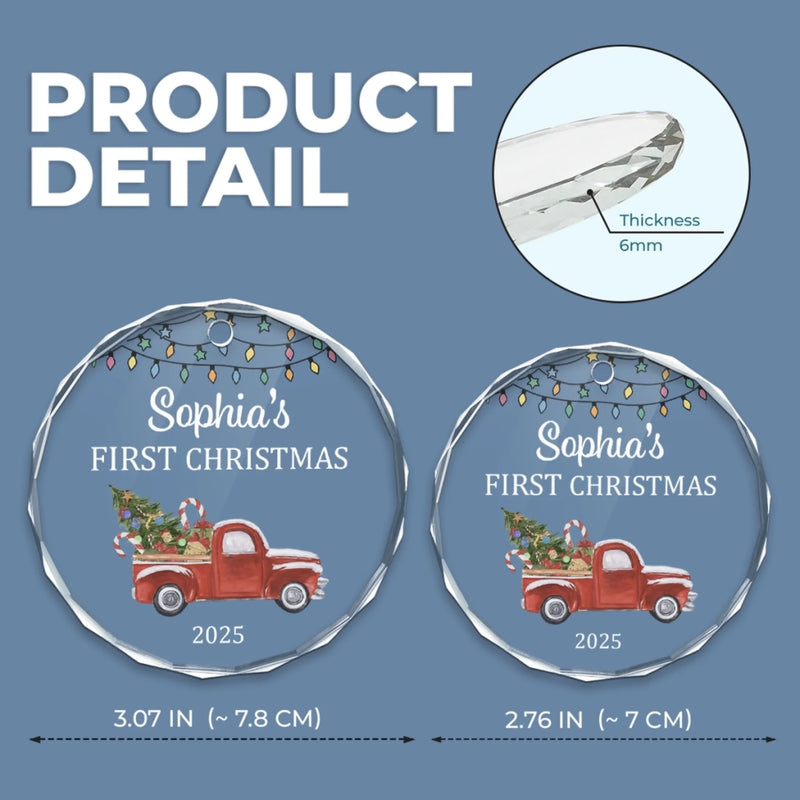 Custom Baby First Christmas Glass Ornament - Personalized Christmas Baby Shower, Gifts For New Moms, New Dads, New Parents - Baby’s Christmas Debut