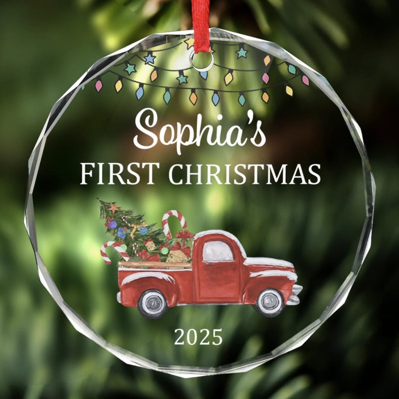 Custom Baby First Christmas Glass Ornament - Personalized Christmas Baby Shower, Gifts For New Moms, New Dads, New Parents - Baby’s Christmas Debut