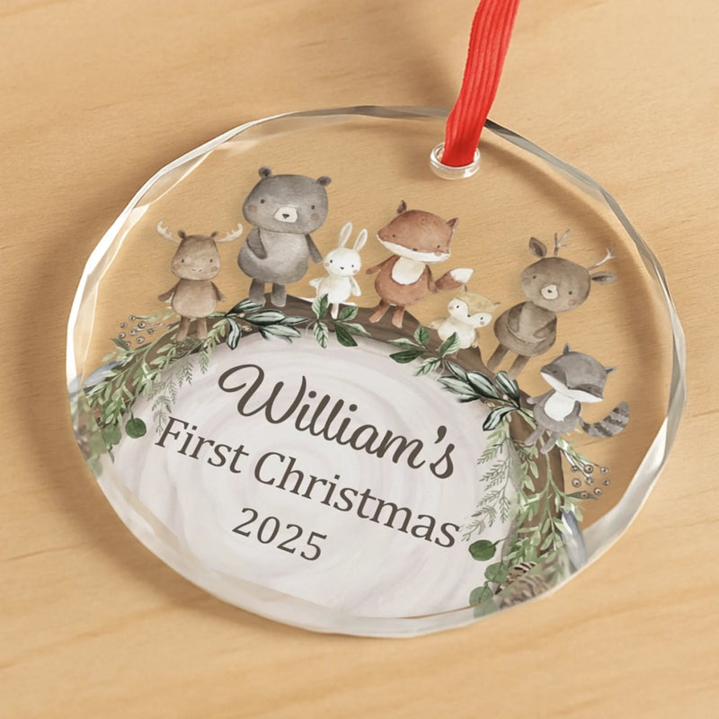 Custom Baby First Christmas Glass Ornament - Personalized Christmas Baby Shower, Gifts For New Moms, New Dads, New Parents - Tiny Wonder, Big Joy