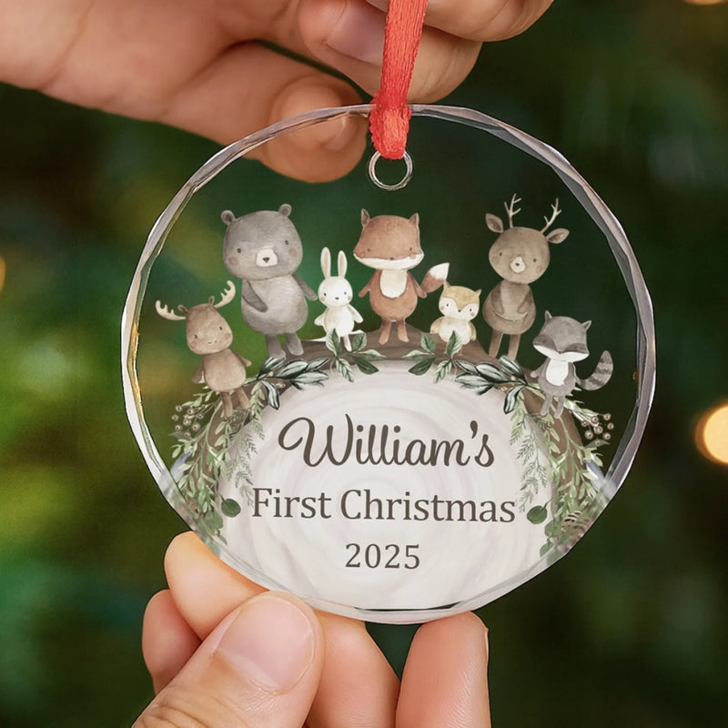 Custom Baby First Christmas Glass Ornament - Personalized Christmas Baby Shower, Gifts For New Moms, New Dads, New Parents - Tiny Wonder, Big Joy