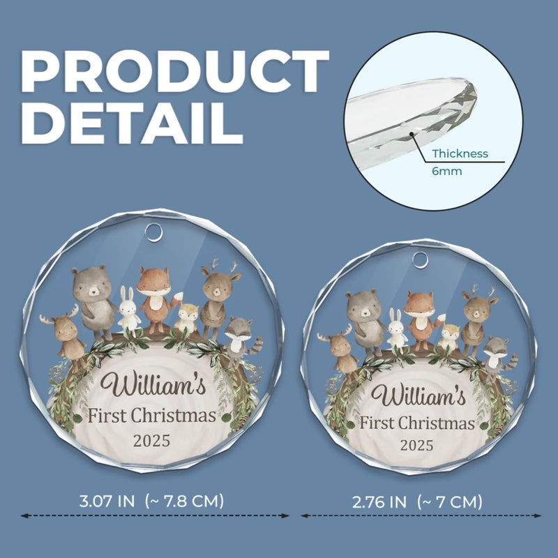 Custom Baby First Christmas Glass Ornament - Personalized Christmas Baby Shower, Gifts For New Moms, New Dads, New Parents - Tiny Wonder, Big Joy