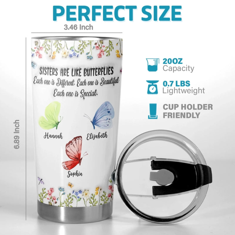 Custom Butterfly Tumbler - Personalized Best Friend Birthday Gifts For Women, Besties, Sisters, BFF - Together We Fly Higher