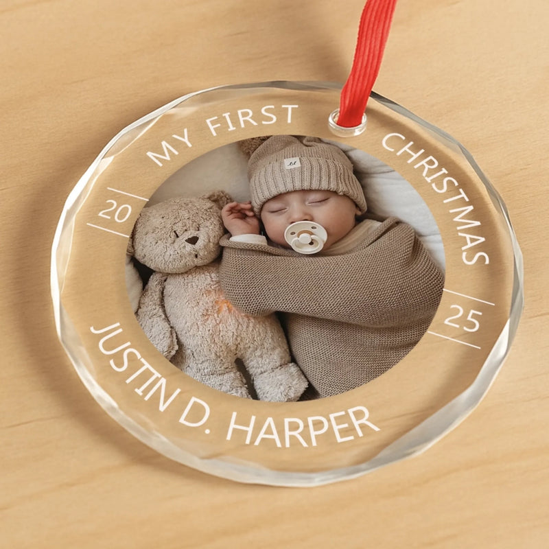Custom Baby First Christmas Glass Ornament - Personalized Christmas Baby Shower, Gifts For New Moms, New Dads, New Parents - Santa’s Smallest Believer