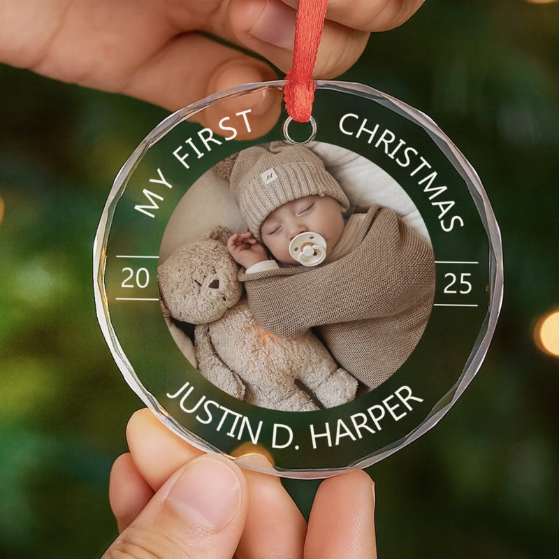 Custom Baby First Christmas Glass Ornament - Personalized Christmas Baby Shower, Gifts For New Moms, New Dads, New Parents - Santa’s Smallest Believer