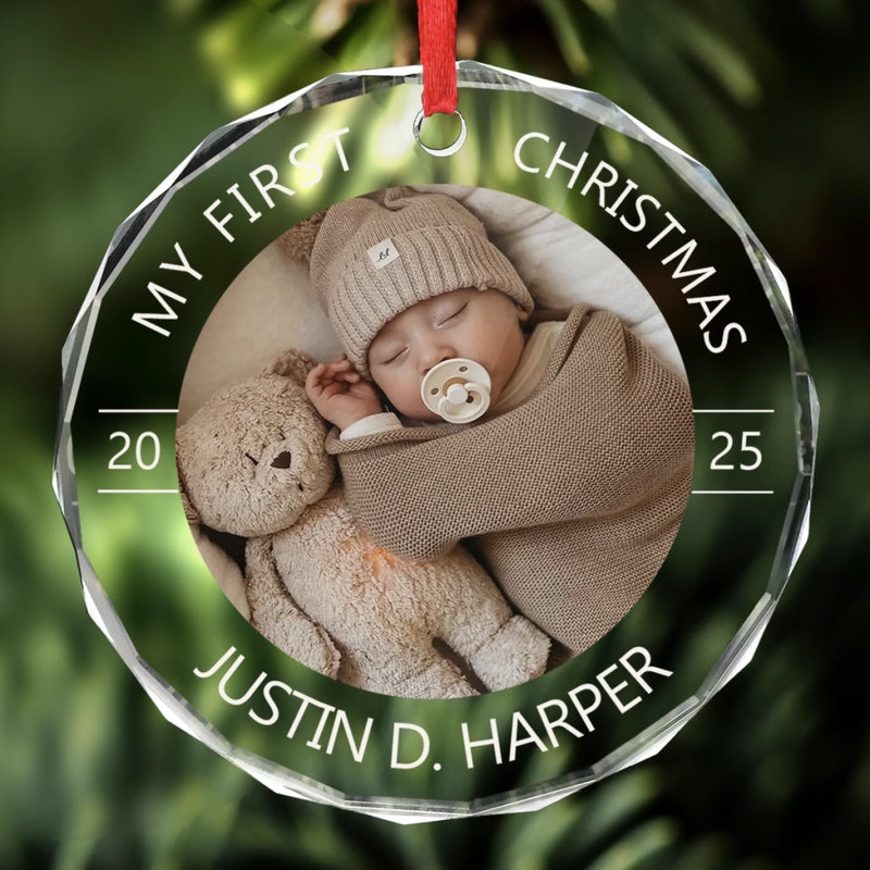 Custom Baby First Christmas Glass Ornament - Personalized Christmas Baby Shower, Gifts For New Moms, New Dads, New Parents - Santa’s Smallest Believer