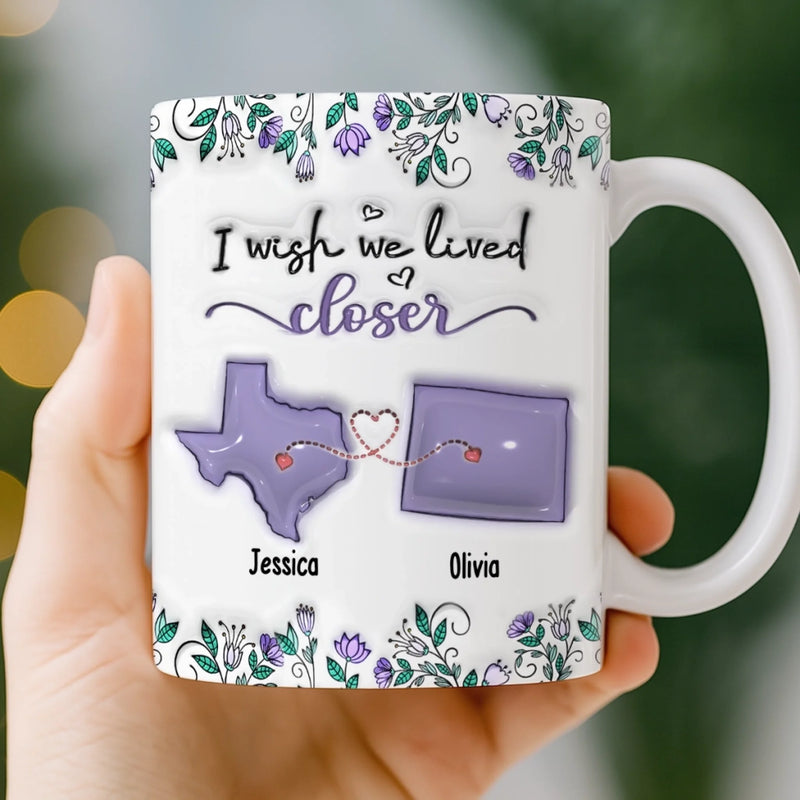 Custom Long Distance Mug - Personalized Best Friend Birthday Gifts For Women, Besties, Sisters, BFF - Hearts Stay Close