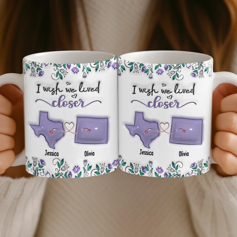 Custom Long Distance Mug - Personalized Best Friend Birthday Gifts For Women, Besties, Sisters, BFF - Hearts Stay Close